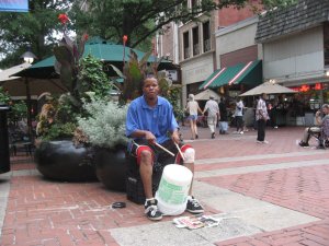 James, a street musician playing Friday nights on the Downtown Mall Charlottesville